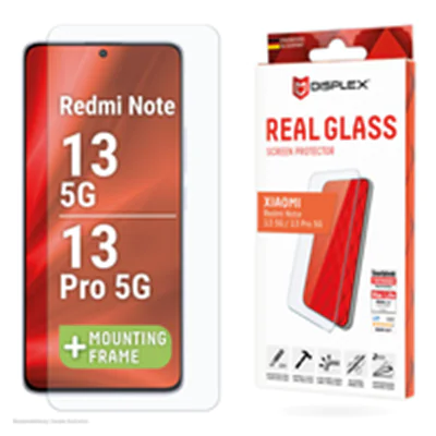 E.V.I. Displex Panzerglas (10H, 2D) für Xiaomi Redmi Note 13 5G/13 Pro 5G, Eco-Montagerahmen, kratzer-resistent, Xiaomi, Xiaomi Redmi Note 13 5G/13 Pro 5G, Trockene Anwendung, Schmutzabweisend, Kratzresistent, Schockresistent, Stoßfest, Transparent,