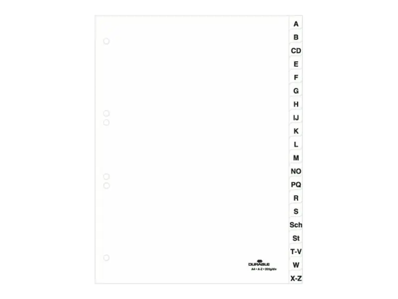DURABLE Ordnerregister 615002 DIN A4 A-Z geprägte Taben ws
