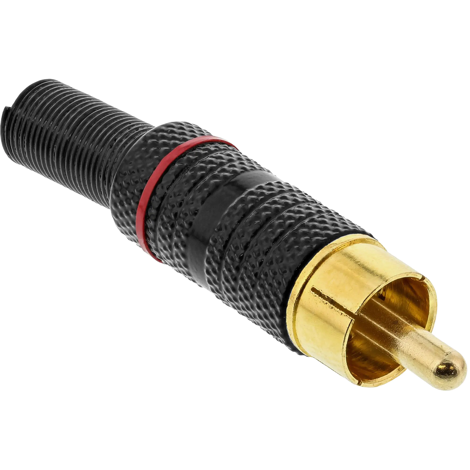 InLine Cinchstecker Lötversion - Metall schwarz - Ring rot - für 6mm Kabel 99110Q