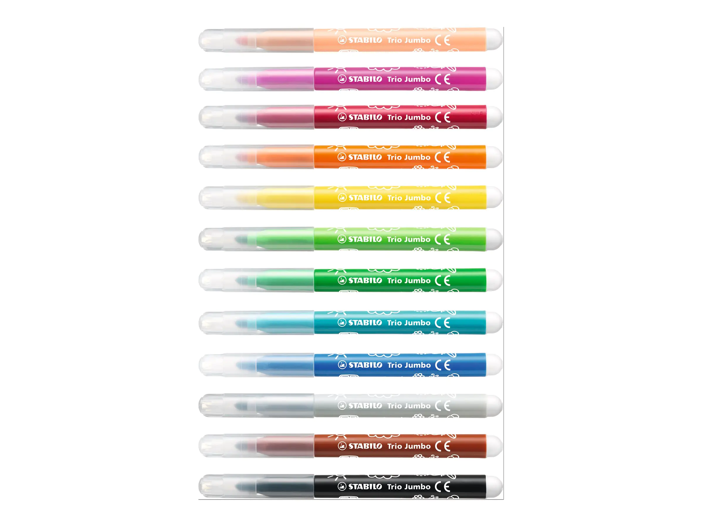 STABILO® Fasermaler Trio® Jumbo 3mm farbig sortiert auswaschbar 12 St./Pack.