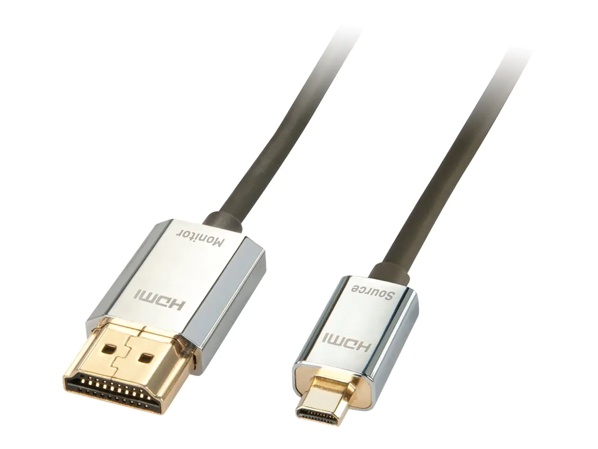 Lindy CROMO Slim High-Speed-HDMI-Kabel mit Ethernet - HDMI mit Ethernetkabel - mikro HDMI (M) bis HDMI (M) - 3 m - abgeschirmt - 4K Unterstützung