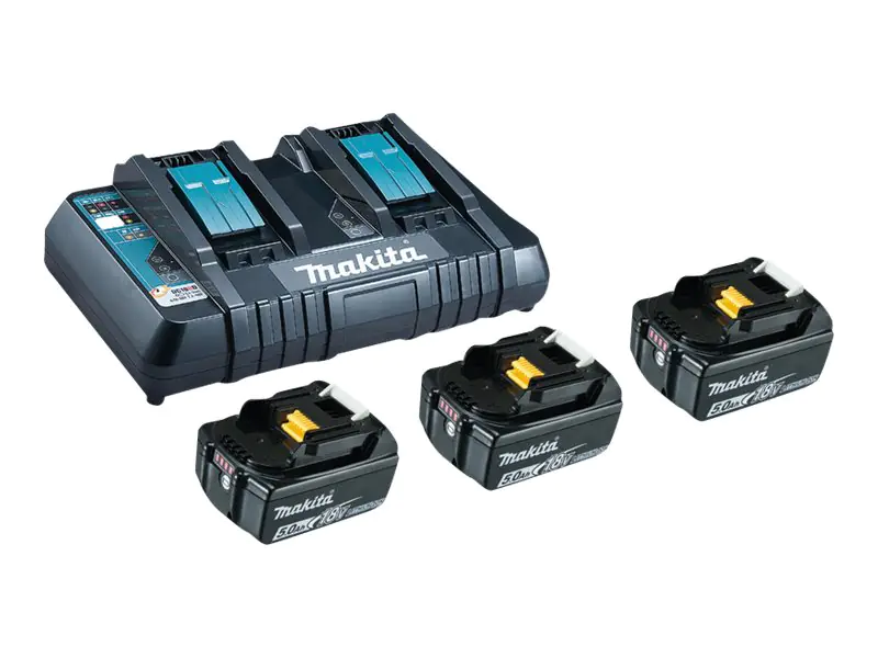 Makita DC18RD - Batterieladegerät + Batterie 3 x - Li-Ion - 5 Ah - 2 x Batterien laden