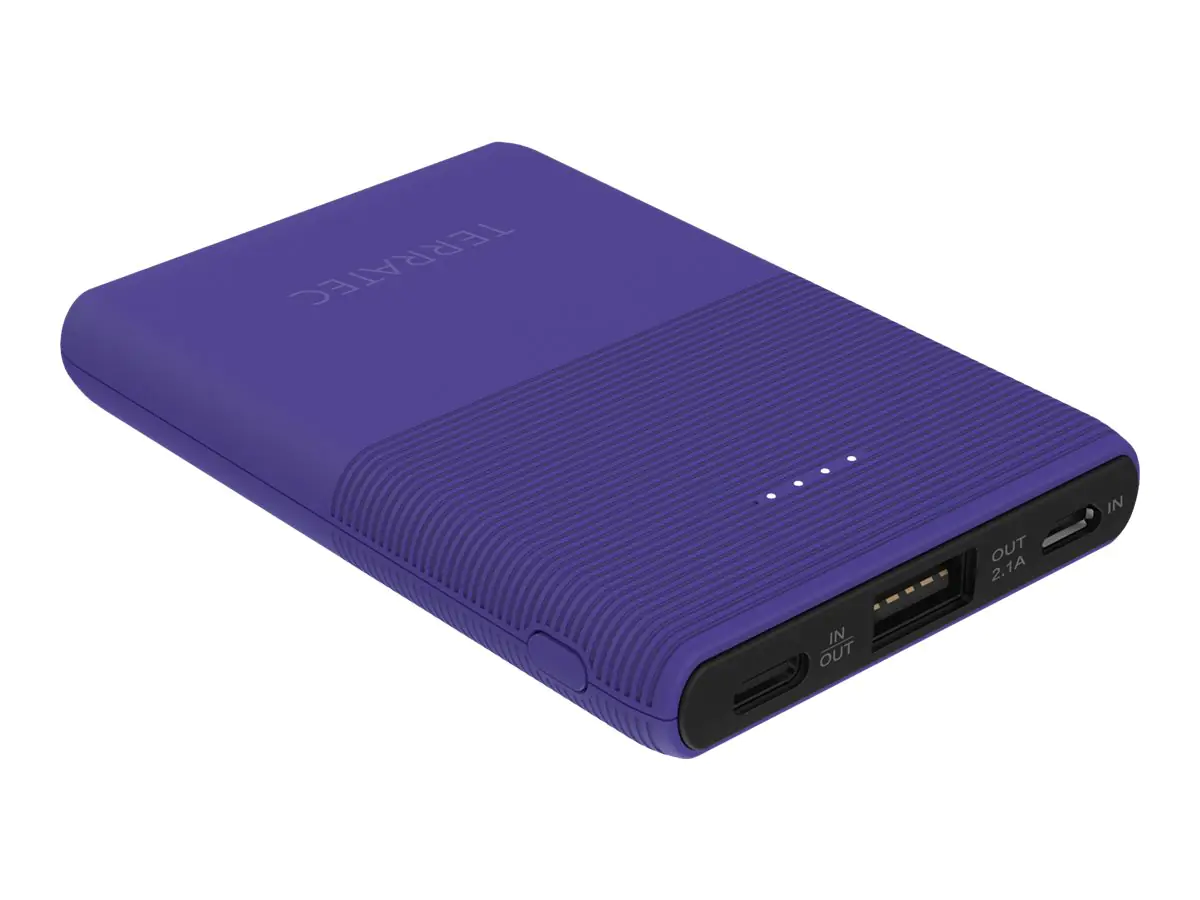 TERRATEC P50 Pocket - Powerbank - 5000 mAh - 2.1 A - 2 Ausgabeanschlussstellen (USB, USB-C) - Freiheit