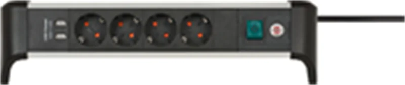 Brennenstuhl 1391040410, 1,8 m, Drinnen, Abgewinkelt, IP20, Schwarz, Silber, 4 AC-Ausgänge