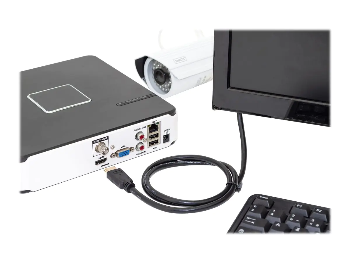 DIGITUS - HDMI-Kabel mit Ethernet - HDMI männlich zu HDMI männlich - 3 m - Schwarz - 4K Unterstützung