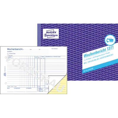 Avery Zweckform Wochenbericht 1311 DIN A5 quer 2x50Blatt Avery Zweckform Wochenbericht 1311 DIN A5 quer 2x50Blatt
