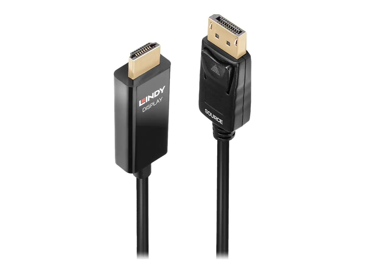 Lindy - Adapterkabel - DisplayPort männlich zu HDMI männlich - 50 cm - abgeschirmt - Schwarz - rund, 4K Unterstützung, aktiver Chip