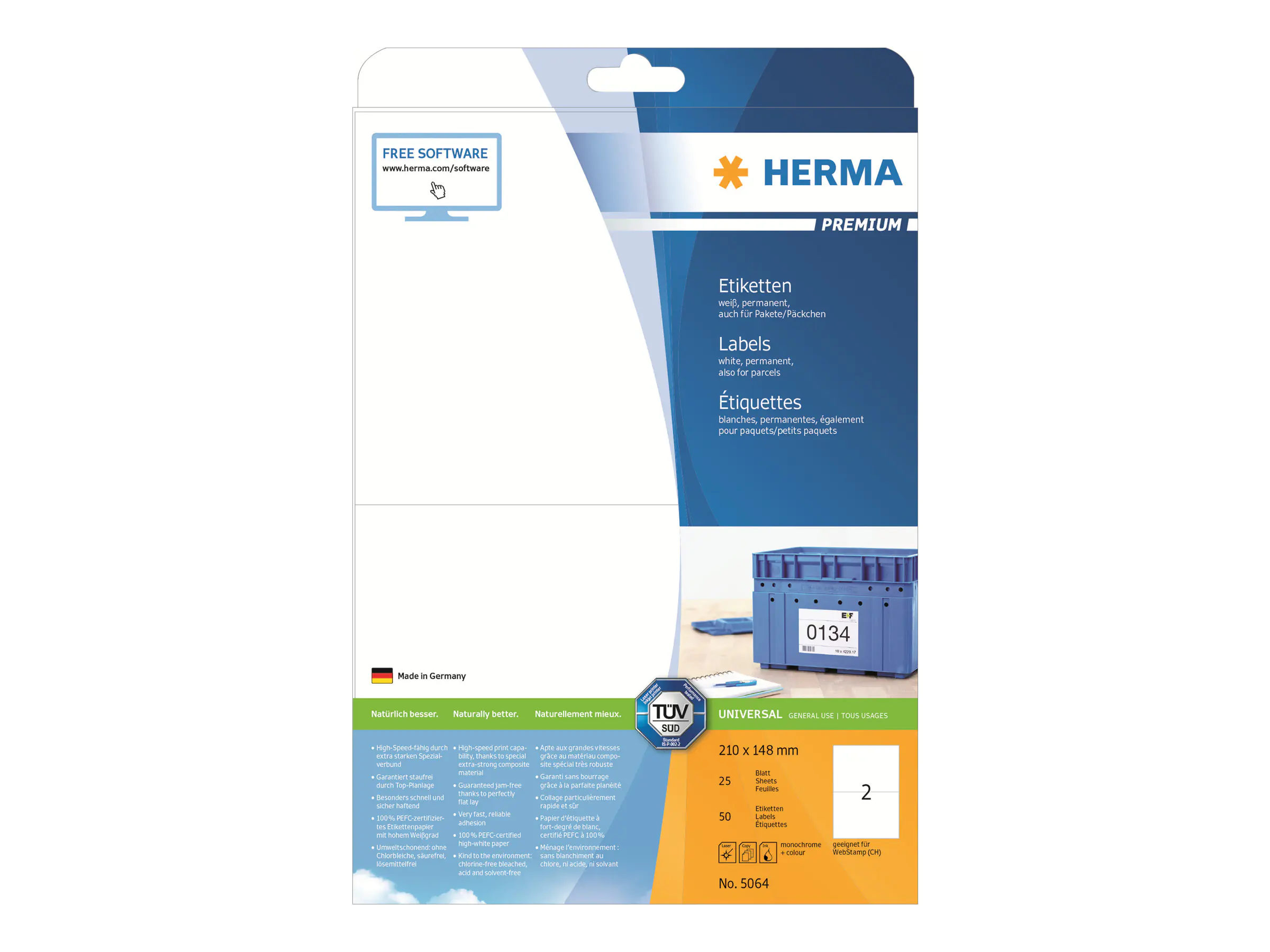 HERMA Etikett PREMIUM 5064 210x148mm weiß 50 St./Pack.