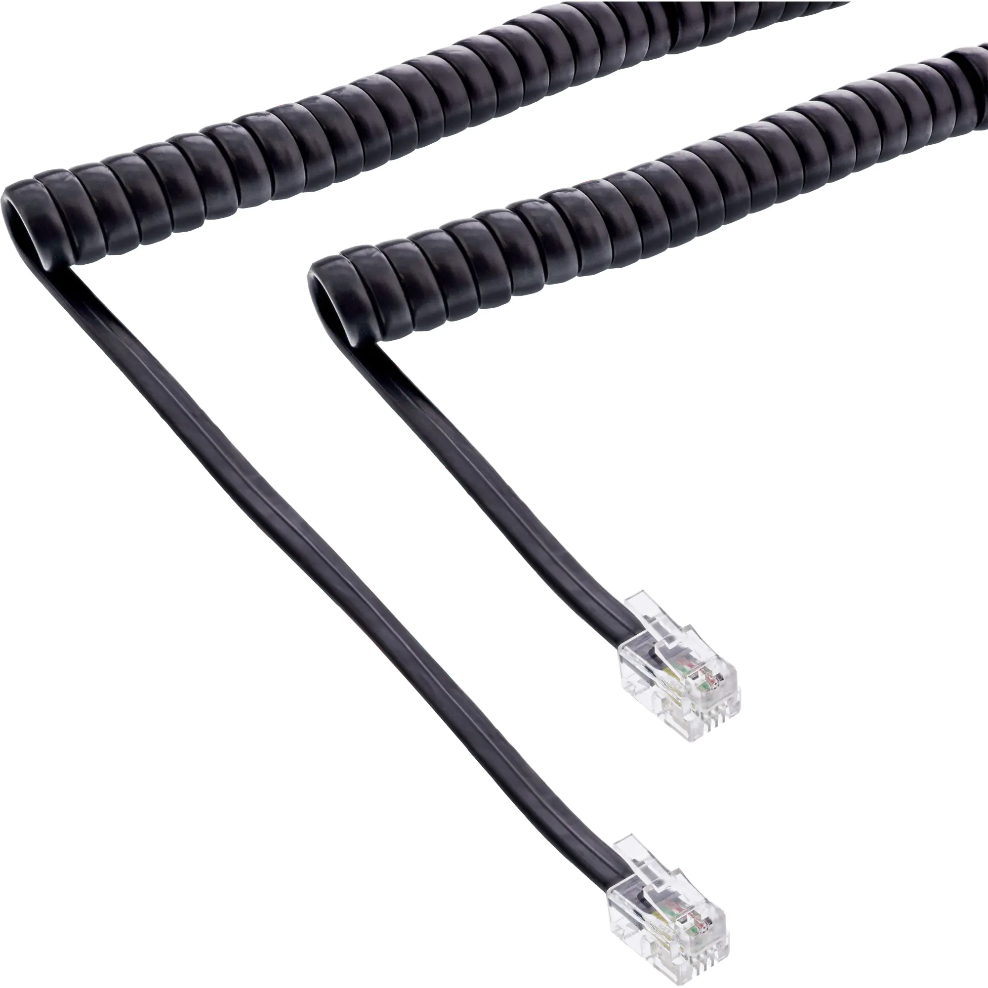 InLine Hörer Spiralkabel - RJ10 Stecker / Stecker - schwarz - max. 4m 18895I