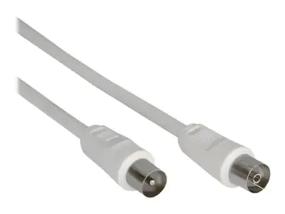 InLine - Antennenverlängerungskabel - IEC-Anschluss männlich zu IEC-Anschluss weiblich - 1 m - doppelt abgeschirmtes Koaxialkabel - 75 dB - weiß