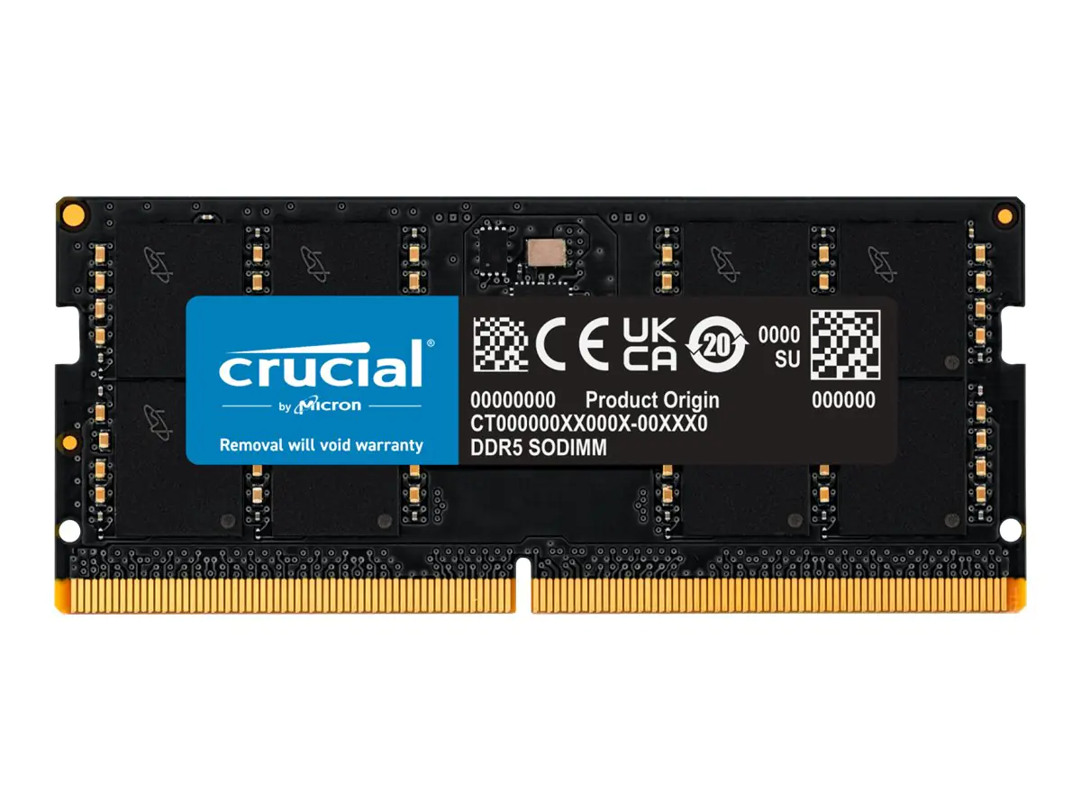 Crucial - DDR5 - Modul - 32 GB - SO DIMM 262-PIN - 5600 MHz / PC5-44800 - CL46 - 1.1 V - non-ECC Crucial - DDR5 - Modul - 32 GB - SO DIMM 262-PIN - 5600 MHz / PC5-44800 - CL46 - 1.1 V - non-ECC