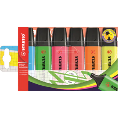 STABILO Textmarker BOSS ORIGINAL 70/6 2-5mm sortiert 6 St./Pack. STABILO Textmarker BOSS ORIGINAL 70/6 2-5mm sortiert 6 St./Pack.