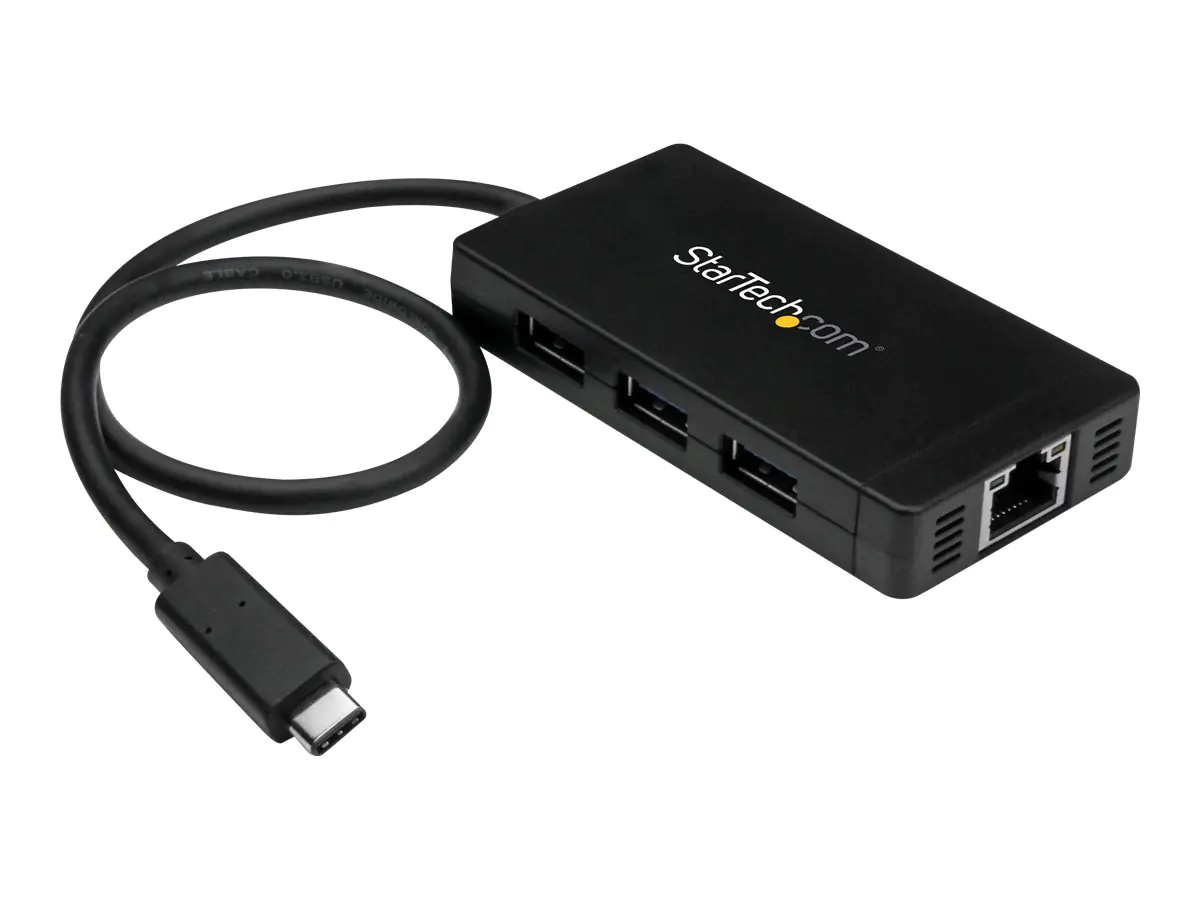 StarTech 3 Port USB 3.0 Hub mit USB-C und Gigabit Ethernet - inklusive Netzteil - USB C Hub - USB Typ-C Hub mit GbE - USB Type-C - Hub - 3 x SuperSpeed USB 3.0 + 1 x 10/100/1000 - Desktop