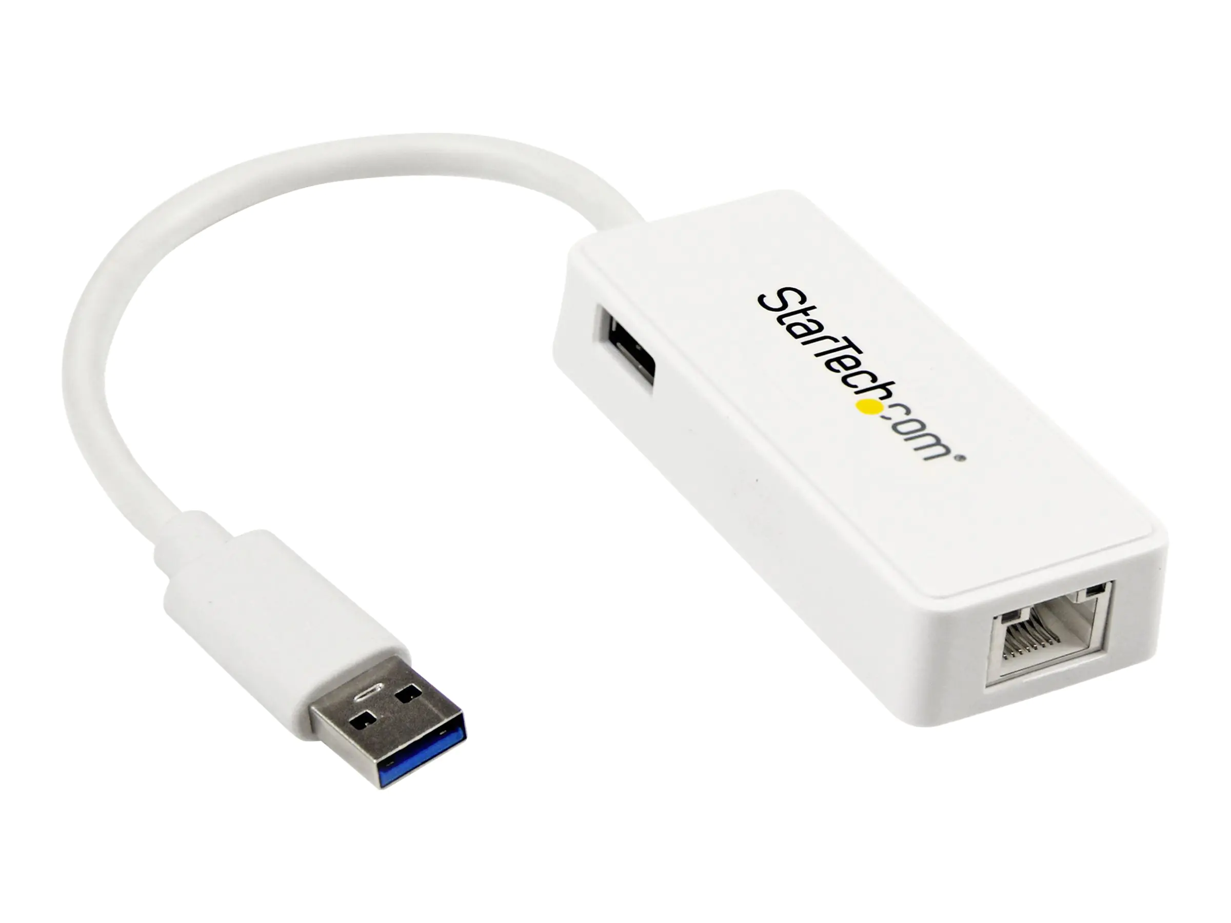 StarTech USB 3.0 SuperSpeed auf Gigabit Ethernet Lan Adapter mit USB Port - 10/100/1000 RJ45 NIC Netzwerkadapter - St/Bu - Weiß - Netzwerkadapter - USB 3.0 - Gigabit Ethernet - weiß