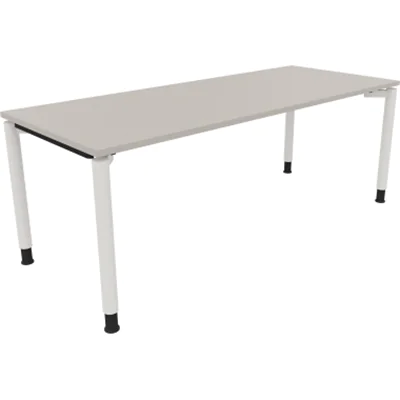 Schreibtisch Vierfuß Rundrohr B2000xT800xH680-820 ws/Lichtgrau