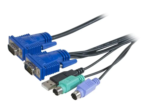 Dexlan - Tastatur- / Video- / Maus- (KVM-) Kabel - HD-15 (VGA) (M) zu USB, PS/2, HD-15 (VGA) (M) - 3 m - Daumenschrauben Dexlan - Tastatur- / Video- / Maus- (KVM-) Kabel - HD-15 (VGA) (M) zu USB, PS/2, HD-15 (VGA) (M) - 3 m - Daumenschrauben