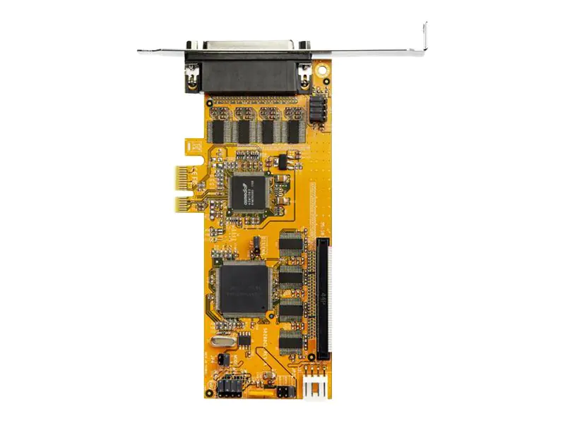 StarTech PEX8S1050LP PCI Express Schnittstellenkarte (8 Ports, RS232, PCIe, low profile, 16550 UART, DB9 Serial Card) - Serieller Adapter - PCIe Low-Profile - RS-232 x 8 - Gelb - TAA-konform