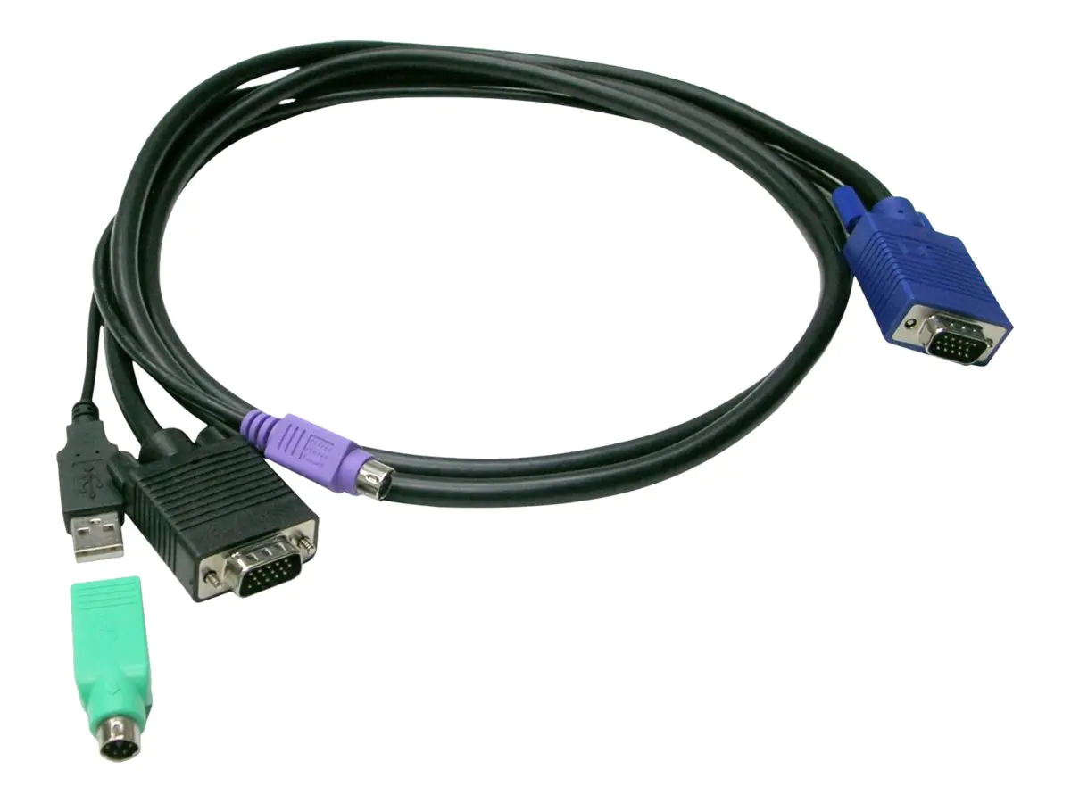 LevelOne ACC-3203 - Tastatur- / Video- / Maus- (KVM-) Kabelkit - HD-15 (VGA) (M) zu HD-15 (VGA), PS/2, USB (M) - 5 m - Daumenschrauben - Schwarz