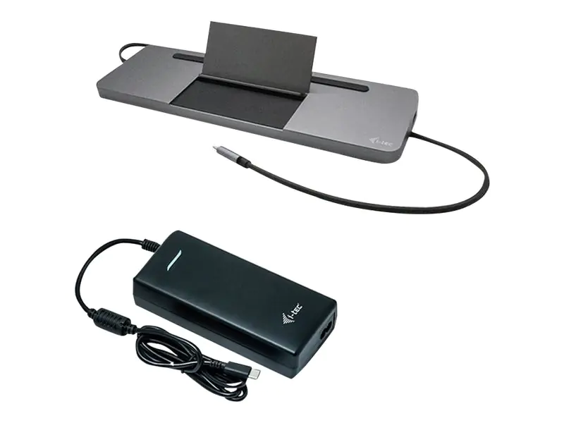 i-Tec USB-C Metal Ergonomic 4K 3x Display Docking Station with Power Delivery 85 W - Dockingstation - USB-C / Thunderbolt 3 - DP, HDMI, VGA - 1GbE - mit i-Tec Universalladegerät 112 W - Europäische Union