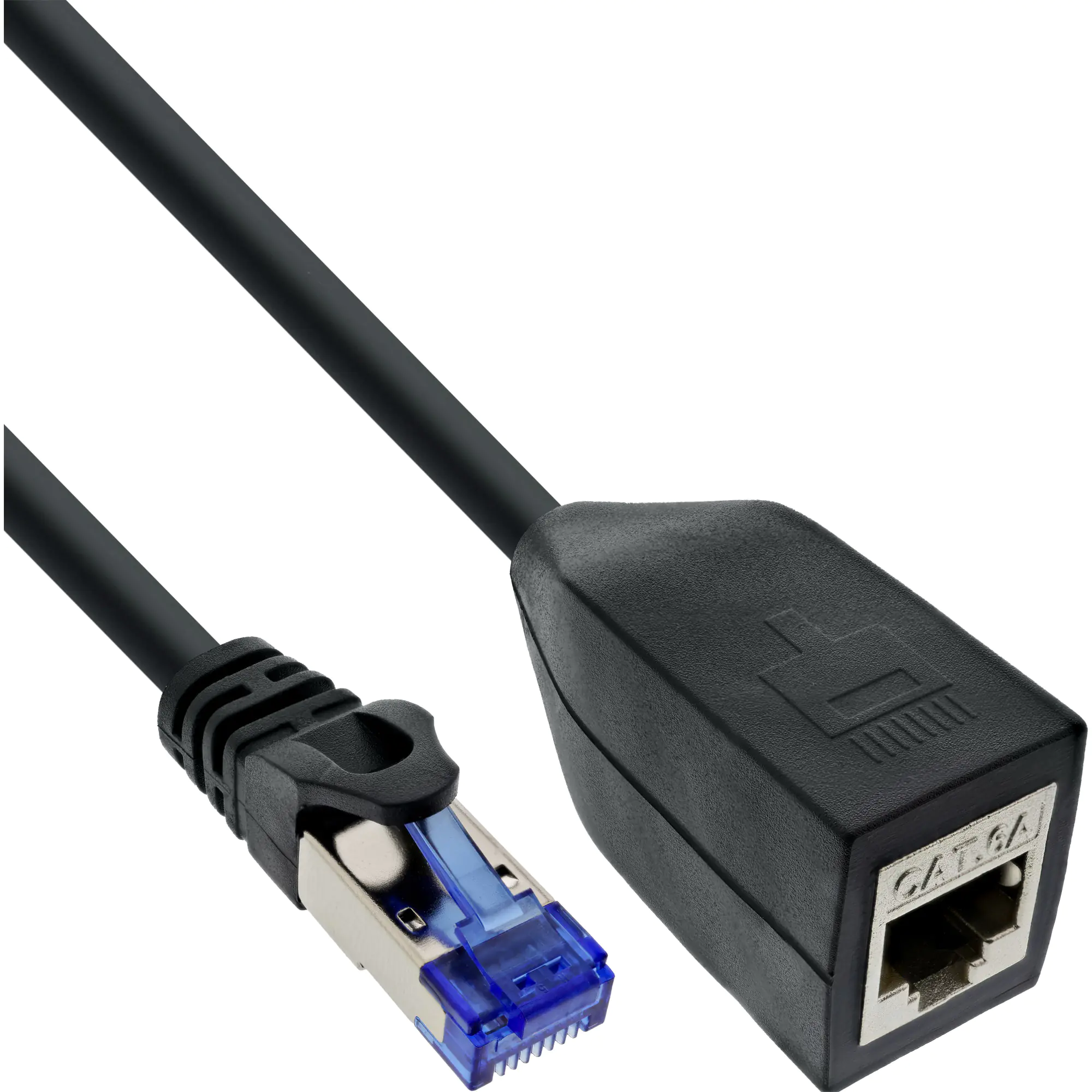 InLine RJ45 Schnittstellenschutz Cat.6A S/FTP - RJ45 St./Bu. - schwarz - 0,2m 69990F