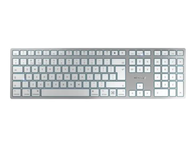 CHERRY KW 9100 SLIM - Tastatur - kabellos - 2.4 GHz, Bluetooth 4.0 - QWERTZ - Deutsch - Tastenschalter: CHERRY SX - weiß, Silber CHERRY KW 9100 SLIM - Tastatur - kabellos - 2.4 GHz, Bluetooth 4.0 - QWERTZ - Deutsch - Tastenschalter: CHERRY SX - weiß, Silber