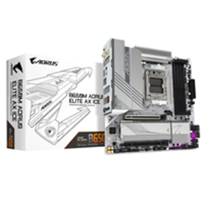 Gigabyte B650M AORUS ELITE AX ICE - Motherboard - micro ATX - Socket AM5 - AMD B650 Chipsatz - USB-C 3.2 Gen2, USB 3.2 Gen 2, USB 3.2 Gen 1, USB-C 3.2 Gen 2x2 - 2.5 Gigabit LAN, Wi-Fi 6E, Bluetooth - Onboard-Grafik (CPU erforderlich) - HD Audio (8-Kanal) Gigabyte B650M AORUS ELITE AX ICE - Motherboard - micro ATX - Socket AM5 - AMD B650 Chipsatz - USB-C 3.2 Gen2, USB 3.2 Gen 2, USB 3.2 Gen 1, USB-C 3.2 Gen 2x2 - 2.5 Gigabit LAN, Wi-Fi 6E, Bluetooth - Onboard-Grafik (CPU erforderlich) - HD Audio (8-Kanal)