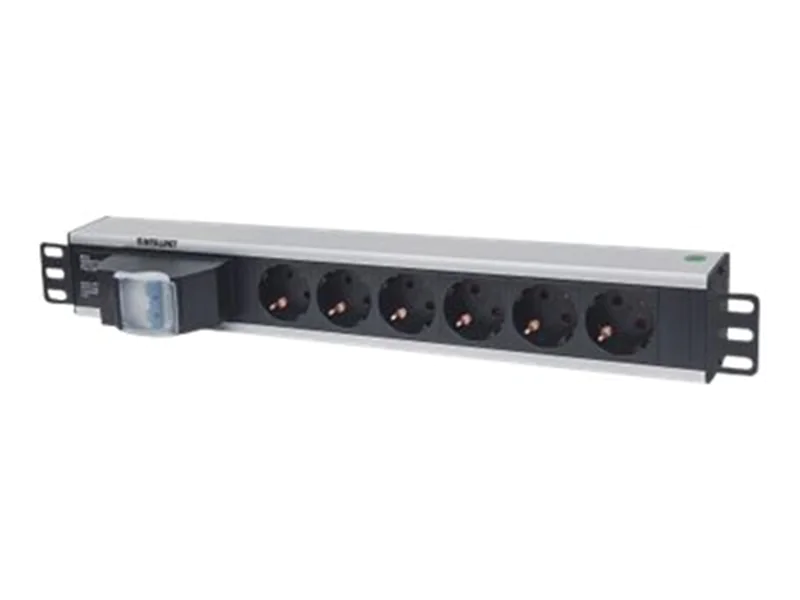 Intellinet 19" 1.5U Rackmount 6-Way Power Strip - German Type", With Double Air Switch, No Surge Protection, 1.6m Power Cord - Stromverteilungseinheit (Rack - einbaufähig) 711432