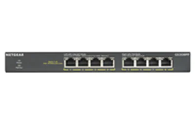 NETGEAR GS308PP - Switch - unmanaged - 8 x 10/100/1000 (PoE+) - Desktop, wandmontierbar - PoE+ (83 W) - Gleichstrom NETGEAR GS308PP - Switch - unmanaged - 8 x 10/100/1000 (PoE+) - Desktop, wandmontierbar - PoE+ (83 W) - Gleichstrom