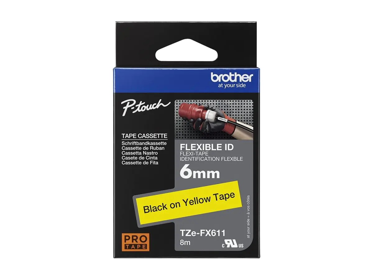 Brother TZe-FX611 - Schwarz auf Gelb - Rolle (0,6 cm x 8 m) TZEFX611