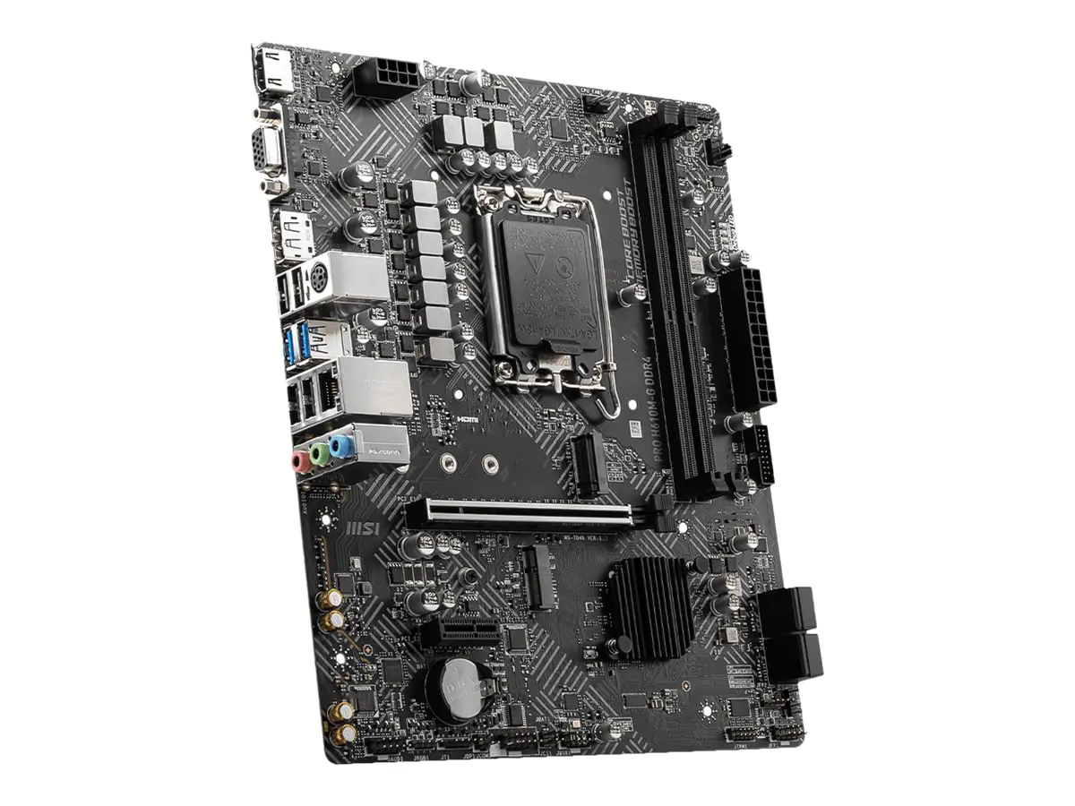 MSI PRO H610M-G DDR4 - Motherboard - micro ATX - LGA1700-Sockel - H610 Chipsatz - USB 3.2 Gen 1 - Gigabit LAN - Onboard-Grafik (CPU erforderlich) - HD Audio (8-Kanal)