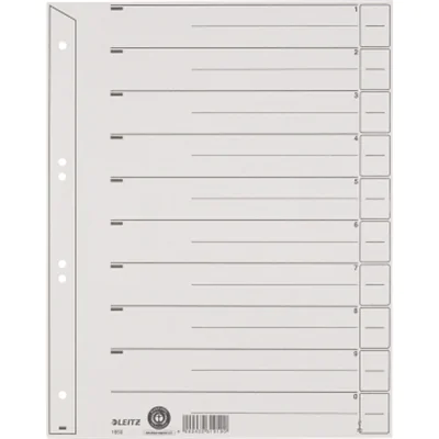 Leitz Trennblatt DIN A4, Überbreite Kraftkarton, recycelt grau schwarz 100 St./Pack.