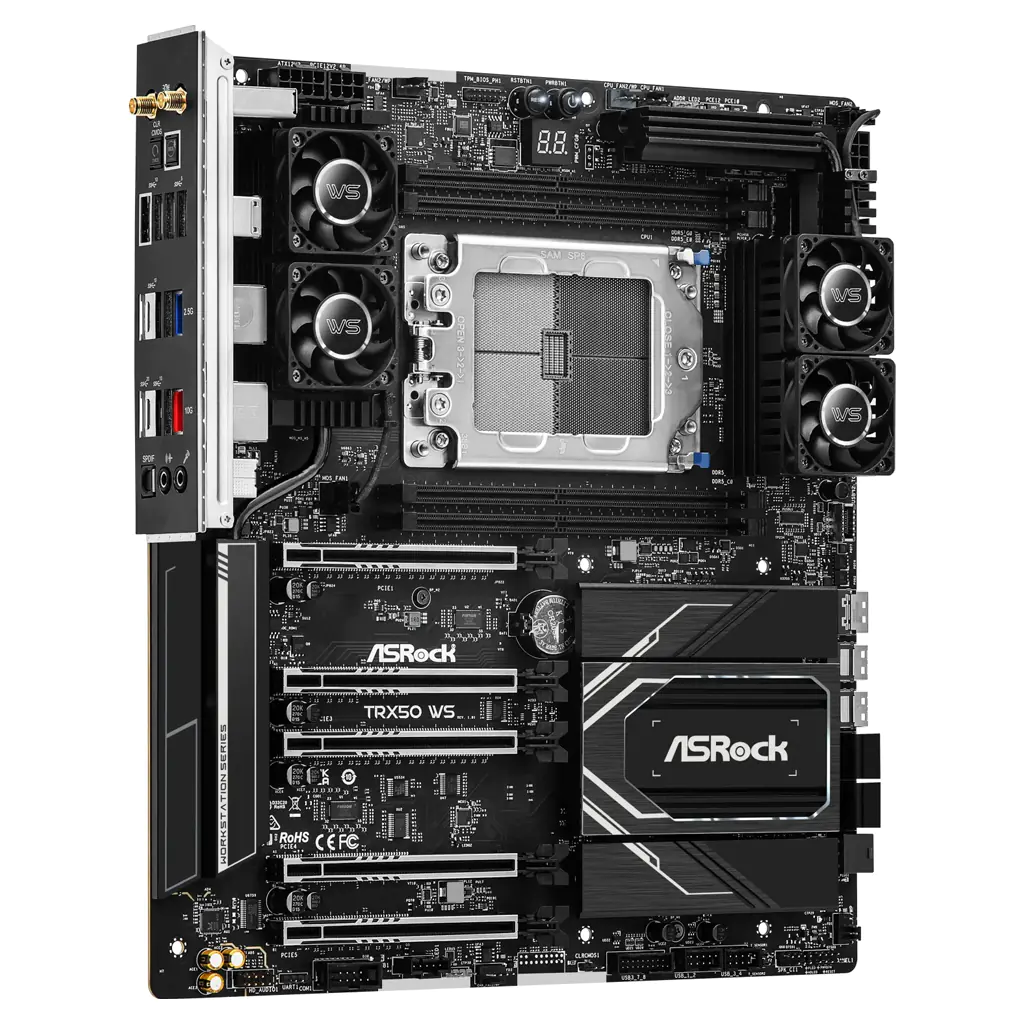 ASRock TRX50 WS - Motherboard - E-ATX - Socket sTR5 - AMD TRX50 Chipsatz - USB4, USB-C 3.2 Gen 2x2, USB 3.2 Gen 2, USB 3.2 Gen 1 - 10 Gigabit LAN, 2.5 Gigabit LAN, Bluetooth, Wi-Fi 6E - Onboard-Grafik (CPU erforderlich) - HD Audio (8-Kanal)