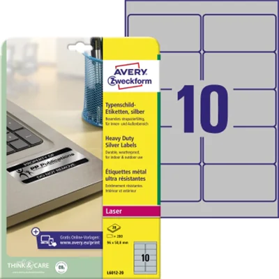 Avery Zweckform Typenschildetikett L6012-20 96x50,8mm 200 St./Pack. Avery Zweckform Typenschildetikett L6012-20 96x50,8mm 200 St./Pack.