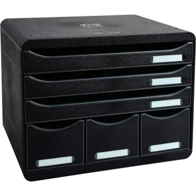 Exacompta Schubladenbox STORE-BOX Maxi 6 Schubladen DIN A4 quer Polystyrol Gehäusefarbe: schwarz Farbe der Schublade: schwarz Exacompta Schubladenbox STORE-BOX Maxi 6 Schubladen DIN A4 quer Polystyrol Gehäusefarbe: schwarz Farbe der Schublade: schwarz