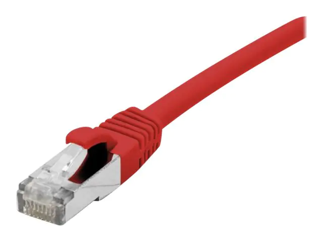 Dexlan - Patch-Kabel - RJ-45 (M) zu RJ-45 (M) - 30 cm - S/FTP - CAT 6a - halogenfrei, geformt, ohne Haken - Rot