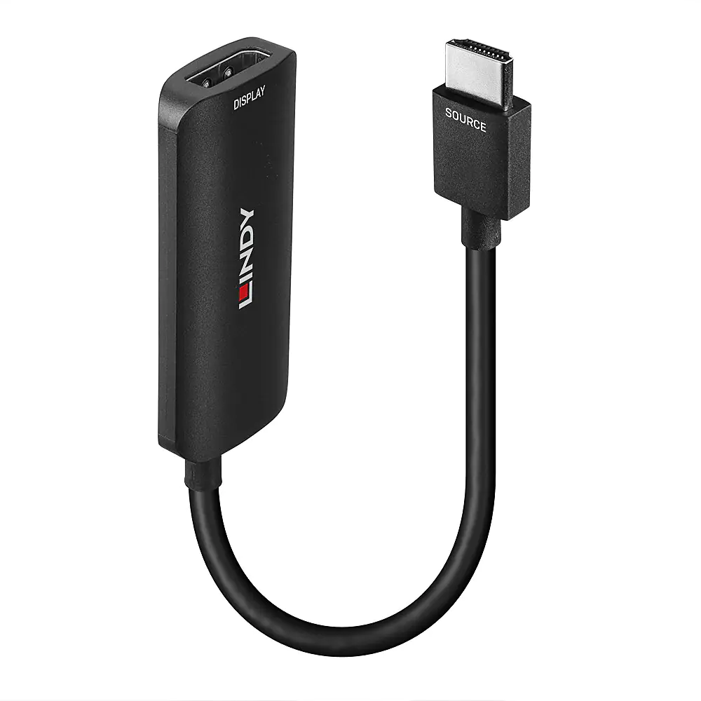Lindy - Adapterkabel - HDMI männlich zu DisplayPort, Mikro-USB Typ B (nur Strom) - 15.7 cm - Schwarz - unterstützt 8K 60 Hz (7680 x 4320), unterstützt 4K 120 Hz (3840 x 2160), LT6711GX_U2 Chipsatz
