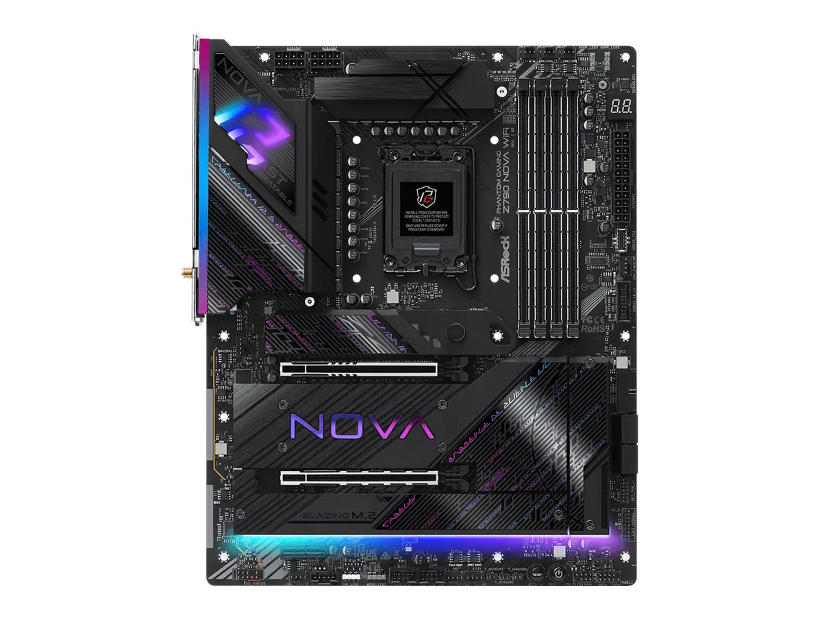 ASRock Phantom Gaming Z790 NOVA WiFi - Motherboard - ATX - LGA1700-Sockel - Z790 Chipsatz - USB 3.2 Gen 1, USB 3.2 Gen 2, USB-C 3.2 Gen 2x2, USB-C 3.2 Gen 1 - 2.5 Gigabit LAN, Wi-Fi 7, Bluetooth - Onboard-Grafik (CPU erforderlich) - HD Audio (8-Kanal)