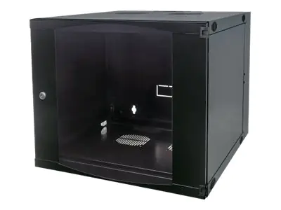 Intellinet 19" Wandverteiler mit Schwenkrahmen, 6 HE, 327 (H) x 540 (B) x 600 (T) mm, Flatpack, schwarz - Gehäuse - geeignet für Wandmontage - Schwarz, RAL 7021 - 6U - 48.3 cm (19")