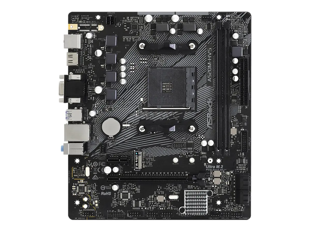 ASRock A520M-HVS - Motherboard - micro ATX - Socket AM4 - AMD A520 Chipsatz - USB 3.2 Gen 1 - Gigabit LAN - Onboard-Grafik (CPU erforderlich) 90-MXBE60-A0UAYZ
