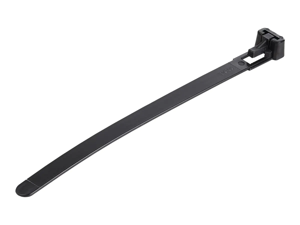 StarTech 12cm(5") Reusable Cable Ties, 7mm(1/4") wide, 30mm(1-1/8") Bundle Dia. 22kg(50lb) Tensile Strength, Releasable Nylon Ties, Indoor/Outdoor, 94V-2/UL Listed, 100 Pack, Black - Nylon 66 Plastic - TAA (CBMZTRB5BK) - Kabelbinder - 12.5 cm - Schwarz -