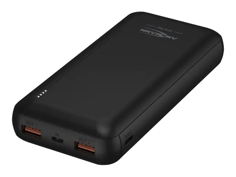 Ansmann PB320PD - Powerbank - 20000 mAh - 74 Wh - 20 watt - 3 A - QC 3.0, PD - 3 Ausgabeanschlussstellen (USB-C, 2 x 9-polige USB Typ A) 1700-0147
