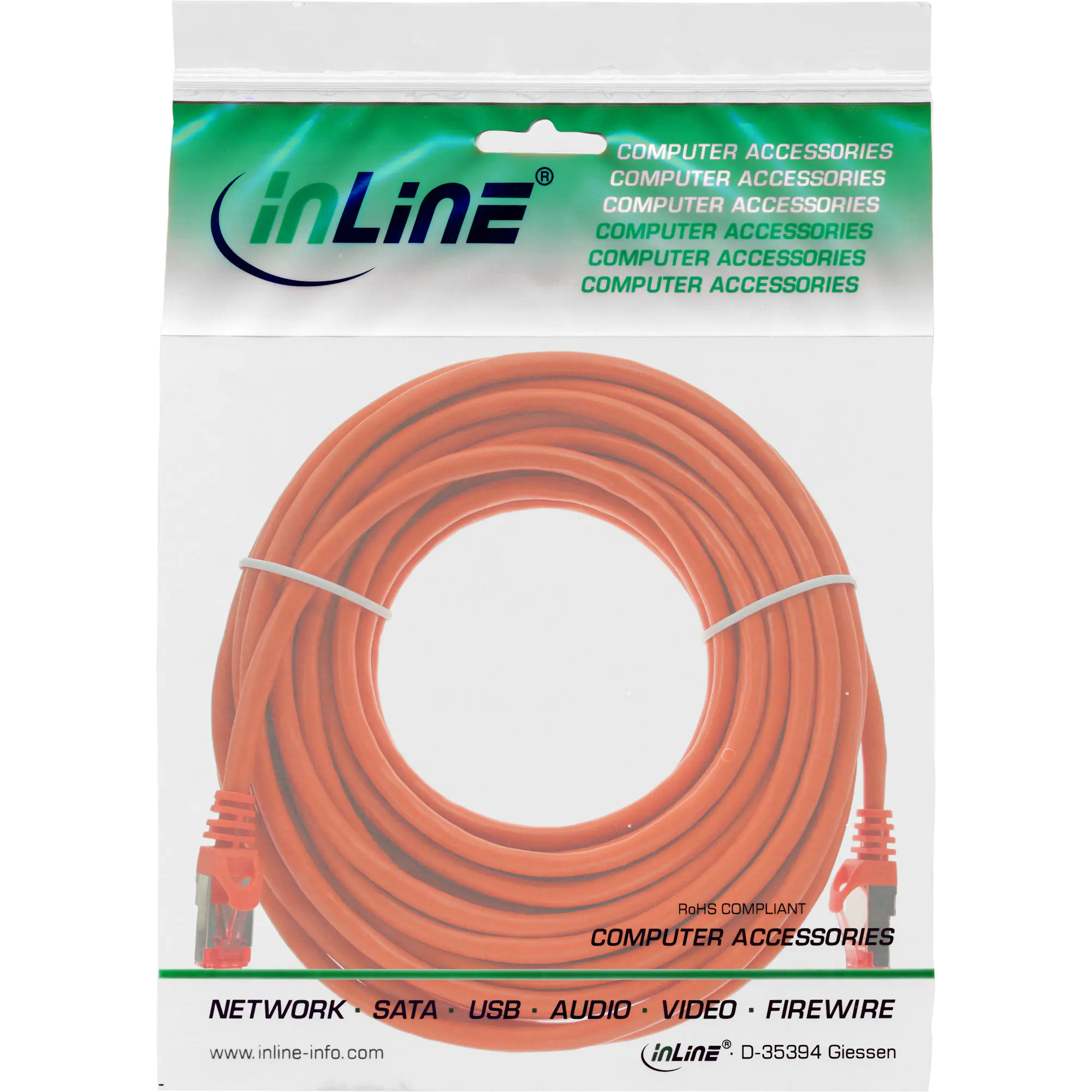 InLine Patchkabel - S/FTP (PiMf) - Cat.6 - 250MHz - PVC - Kupfer - orange - 7,5m 76407O
