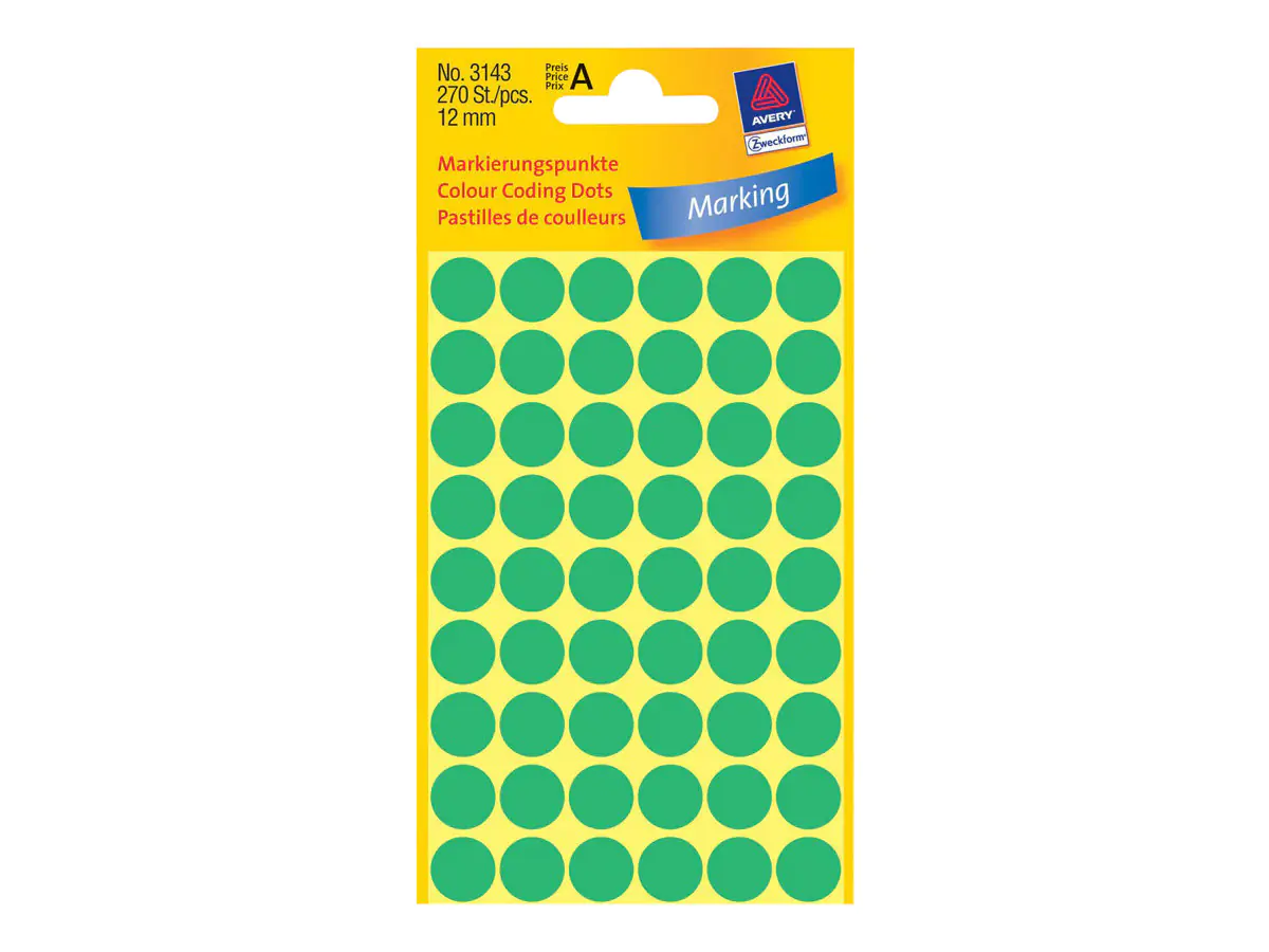 Avery Zweckform Markierungspunkt 3143 12mm grün 270 St./Pack.