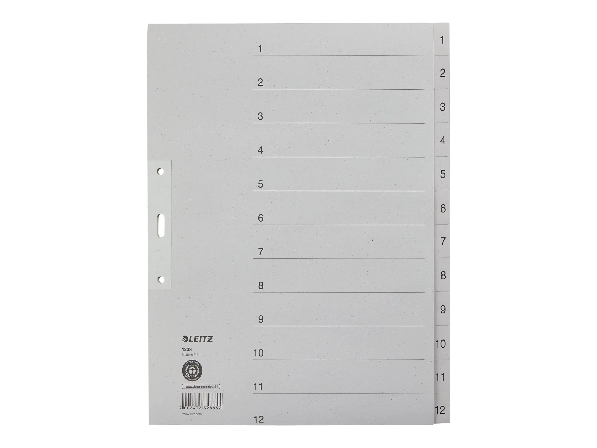 Esselte Leitz Trennelement - 12 Teile - vorgedruckt: 1-12 - für A4 Extra (235 × 322 mm) 12330085