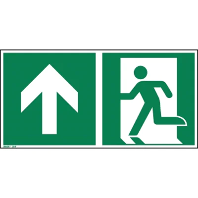 Hinweisschild Notausgang geradeaus ISO 7010 300x150mm PVC Hinweisschild Notausgang geradeaus ISO 7010 300x150mm PVC