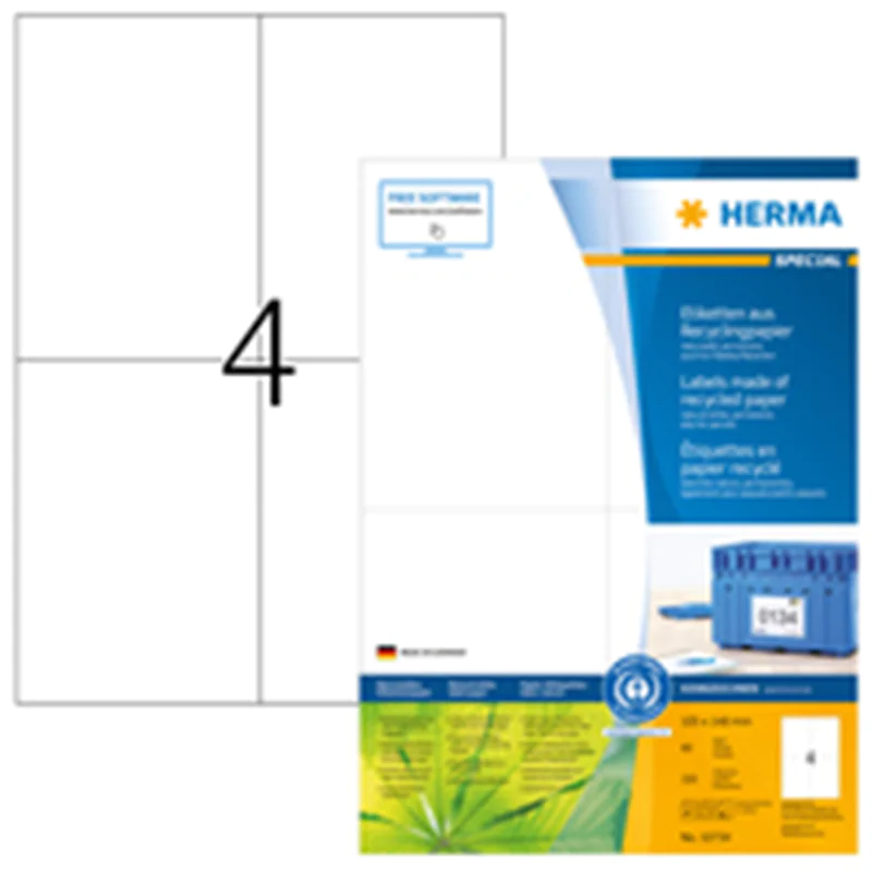 HERMA 10734, Weiß, Selbstklebendes Druckeretikett, Gestanztes Etikett, Papier, Laser/Inkjet, Dauerhaft