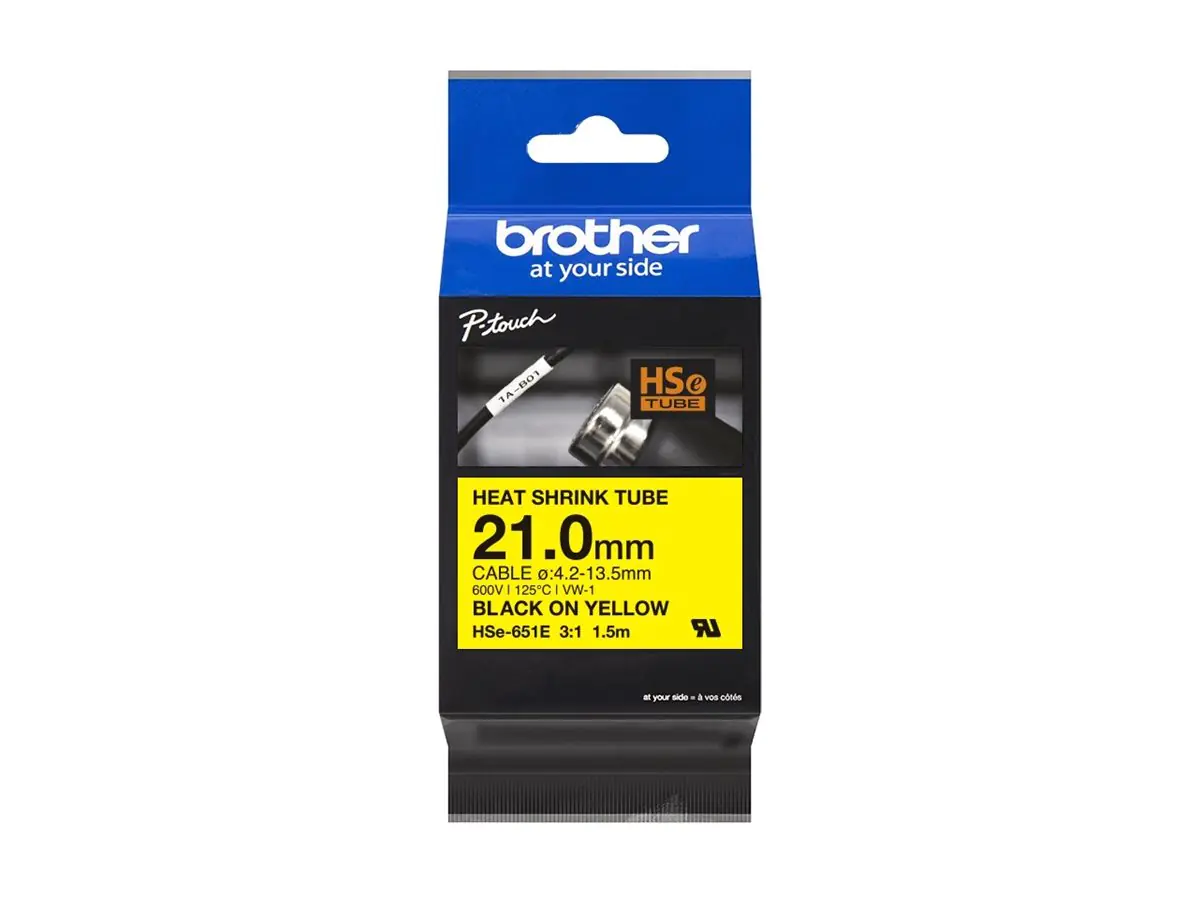 Brother HSE-651E - Schwarz auf Gelb - Rolle (2,1 cm x 1,5 m) HSE651E
