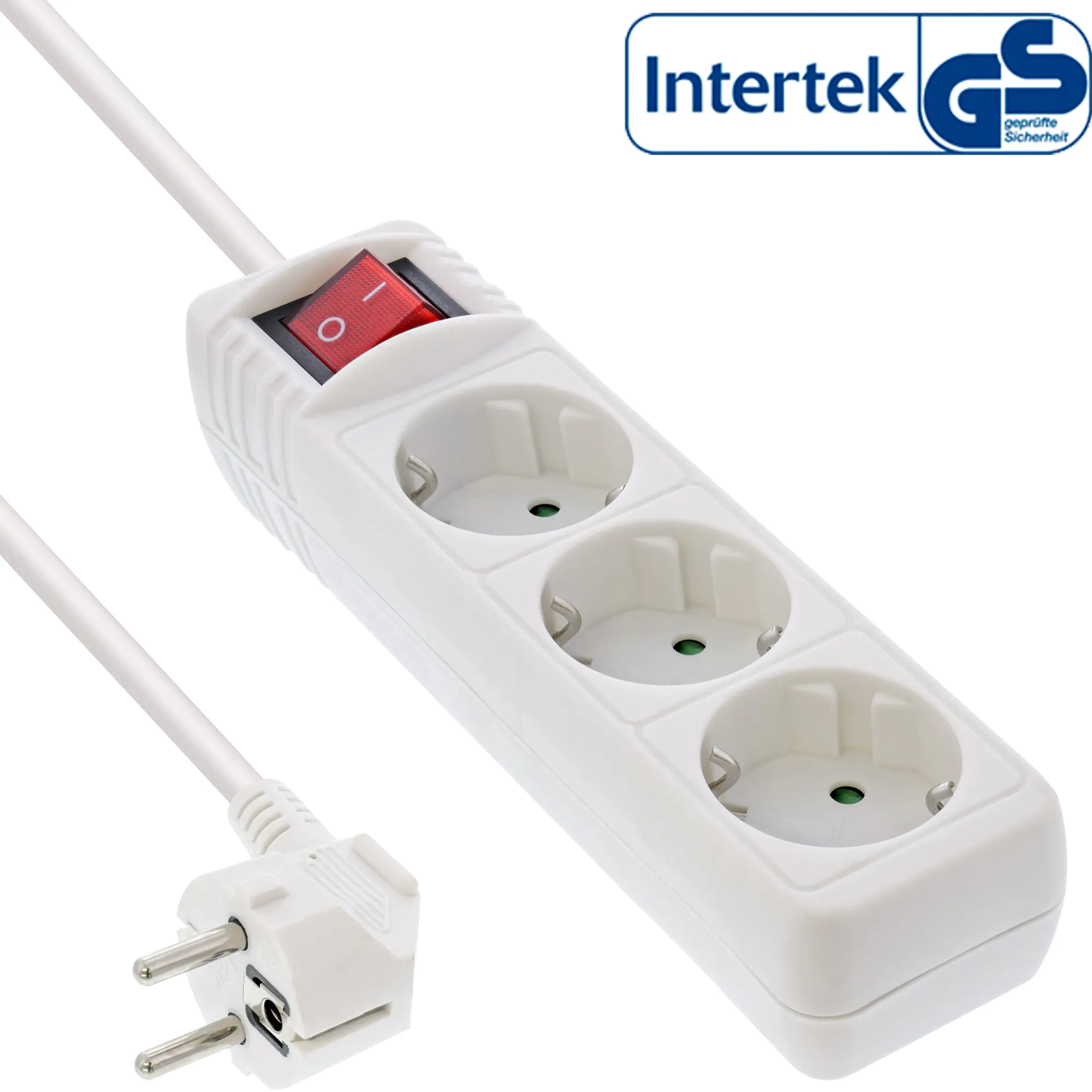InLine Steckdosenleiste - 3-fach Schutzkontakt - mit Schalter - weiß - 3m 16433T
