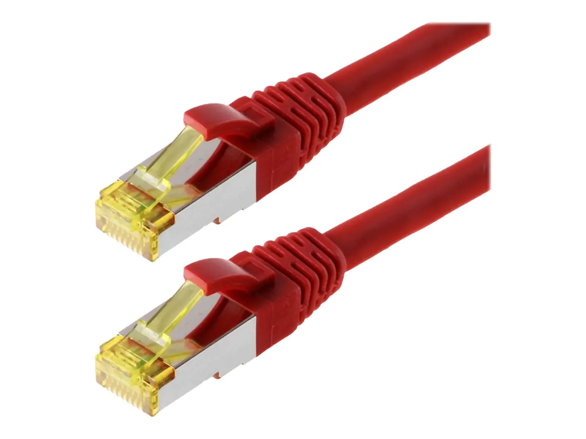 Helos - Patch-Kabel - RJ-45 (M) bis RJ-45 (M) - 2 m - SFTP, PiMF - CAT 6a - halogenfrei, geformt, ohne Haken - Rot Helos - Patch-Kabel - RJ-45 (M) bis RJ-45 (M) - 2 m - SFTP, PiMF - CAT 6a - halogenfrei, geformt, ohne Haken - Rot