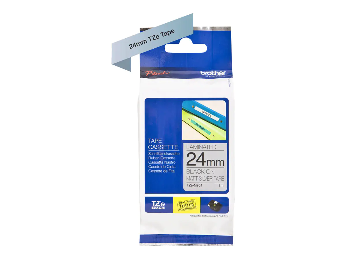 Brother TZe-M951 - Schwarz auf Silber (matt) - Rolle (2,4 cm x 8 m) 1 Kassette(n) laminiertes Band - für Brother PT-D600; P-Touch PT-D800, P900, P950; P-Touch Cube Plus PT-P710 Brother TZe-M951 - Schwarz auf Silber (matt) - Rolle (2,4 cm x 8 m) 1 Kassette(n) laminiertes Band - für Brother PT-D600; P-Touch PT-D800, P900, P950; P-Touch Cube Plus PT-P710